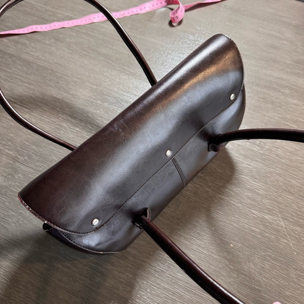 Vintage Baguette Purse Cherry Black Red Leather Shoulder Bag - Picture 4 of 12